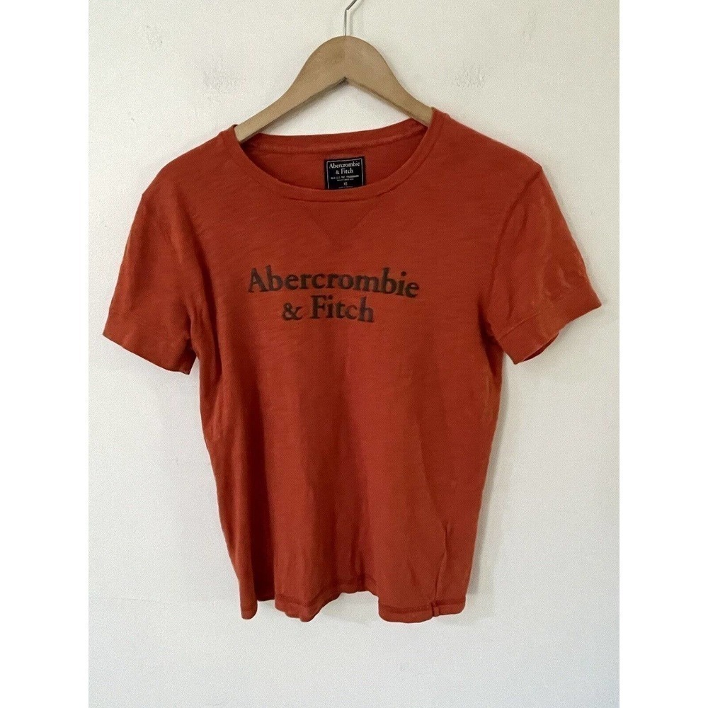 Abercrombie and Fitch Womens Logo Size XS Crew Neck Orange Short Sleeve T-Shirt
